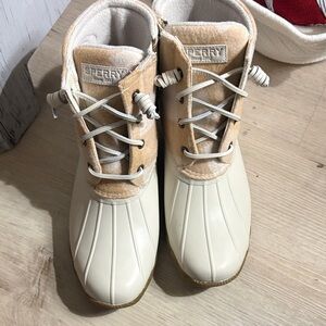Sperry Beige and Cream Duck Boots